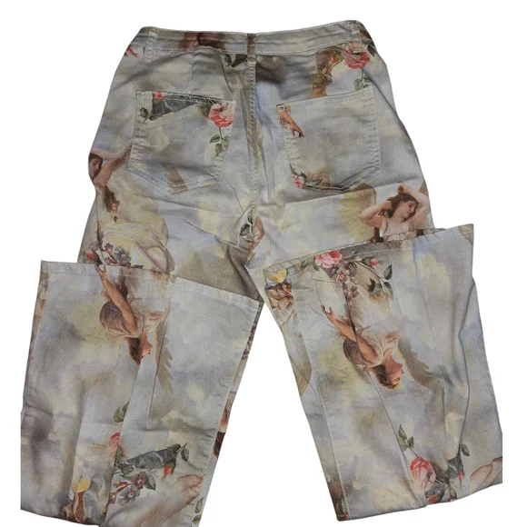 NWOT! Elegant Angel Print Flared Pants - Picture 4 of 6